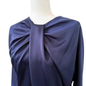 MANGO MNG SUIT Satin Navy Blue Blouse Size 6